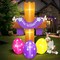 8FT Tall Easter Inflatable Cross He is Risen with Easter Eggs Decoration Built-in 5 LED Lights Blow Up Easter Outdoor Yard Inflatable Decorations